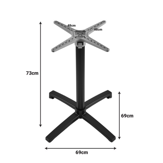 Βάση τραπεζιού Levo  πτυσσόμενη μεταλλική σε μαύρη απόχρωση 69x69x73εκ