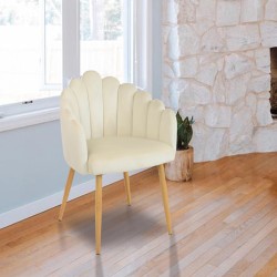 Πολυθρόνα Briella  εκρού βελούδο και μεταλλικά πόδια σε φυσική απόχρωση 60x56x84εκ