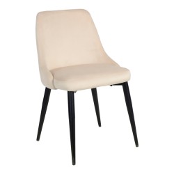 Καρέκλα Zedna  μπεζ βελούδο με μαύρα μεταλλικά πόδια 51x58x84εκ