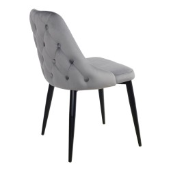 Καρέκλα Zedna  γκρι βελούδο με μαύρα μεταλλικά πόδια 51x58x84εκ