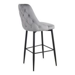 Σκαμπό μπαρ Zedna  γκρι βελούδο με μαύρα μεταλλικά πόδια 52x57x111εκ