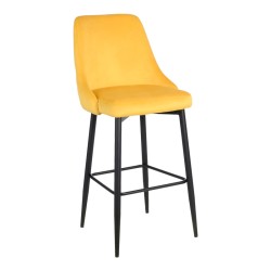 Σκαμπό μπαρ Zedna  κίτρινο βελούδο με μαύρα μεταλλικά πόδια 52x57x111εκ