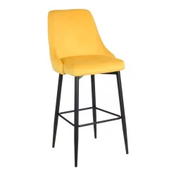 Σκαμπό μπαρ Zedna  κίτρινο βελούδο με μαύρα μεταλλικά πόδια 52x57x111εκ