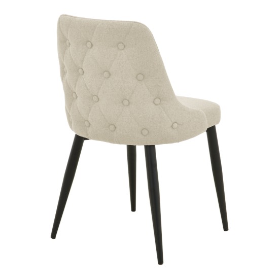 Καρέκλα Zedna  μπεζ ύφασμα με μαύρα μεταλλικά πόδια 51x58x84εκ
