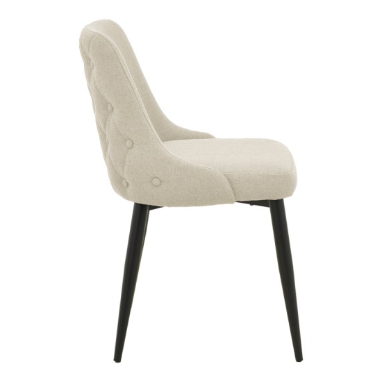 Καρέκλα Zedna  μπεζ ύφασμα με μαύρα μεταλλικά πόδια 51x58x84εκ