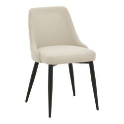 Καρέκλα Zedna  μπεζ ύφασμα με μαύρα μεταλλικά πόδια 51x58x84εκ