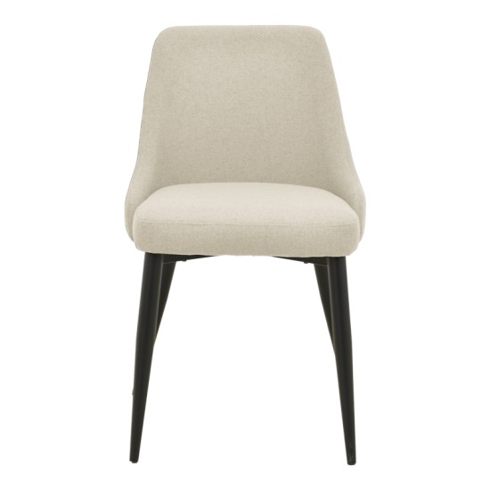 Καρέκλα Zedna  μπεζ ύφασμα με μαύρα μεταλλικά πόδια 51x58x84εκ