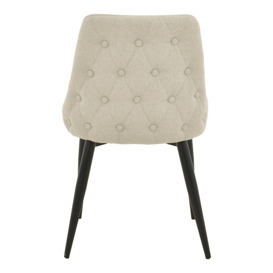 Καρέκλα Zedna  μπεζ ύφασμα με μαύρα μεταλλικά πόδια 51x58x84εκ