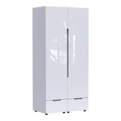 Ντουλάπα δίφυλλη Afina  mdf σε λευκή glossy απόχρωση 100x57x213εκ