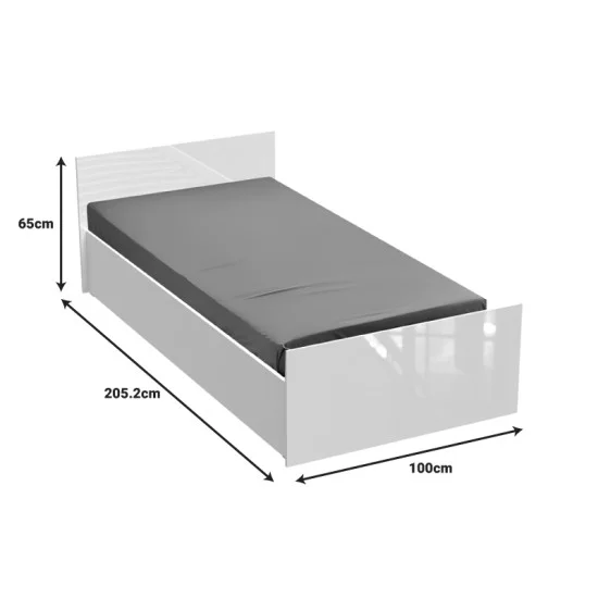 Κρεβάτι μονό Afina  σε λευκή glossy απόχρωση 90x200εκ