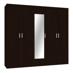 Ντουλάπα πεντάφυλλη με καθρέφτη Luna  σε wenge απόχρωση 220x52x200εκ