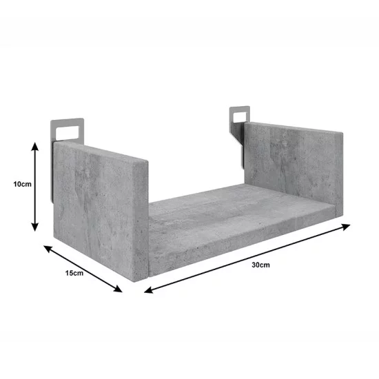 Ραφιέρα τοίχου Derva  σε cement γκρι απόχρωση 30x15x10cm
