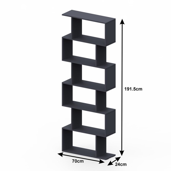 Βιβλιοθήκη Sezen σε ανθρακί απόχρωση 70x24x191.5εκ Βιβλιοθήκη Sezen σε ανθρακί απόχρωση 70x24x191.5εκ