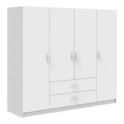 Ντουλάπα τετράφυλλη Royal  με συρτάρια λευκό 200x58x177εκ