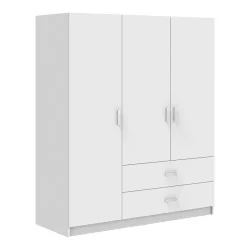 Ντουλάπα τρίφυλλη Royal  με συρτάρια λευκό 150x58x177εκ