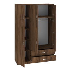 Ντουλάπα τρίφυλλη με συρτάρια Royal  καρυδι-oak 150x58x230εκ