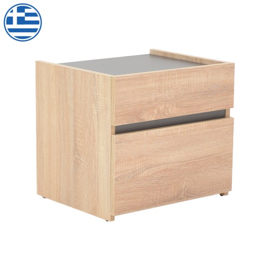 Κομοδίνο Comcie  σε φυσικό με γκρι απόχρωση 50x42x45.5εκ