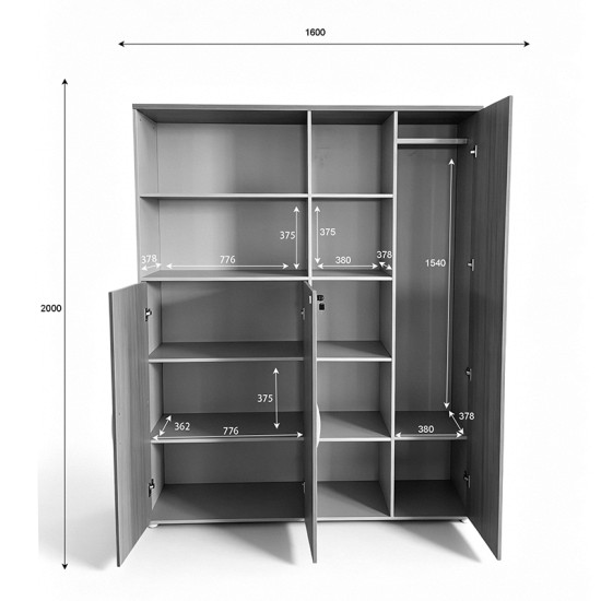 Βιβλιοθήκη γραφείου Stark  σε oak-μπεζ απόχρωση 160x40x200εκ