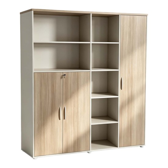 Βιβλιοθήκη γραφείου Jabari  σε oak-μπεζ απόχρωση 160x40x200εκ