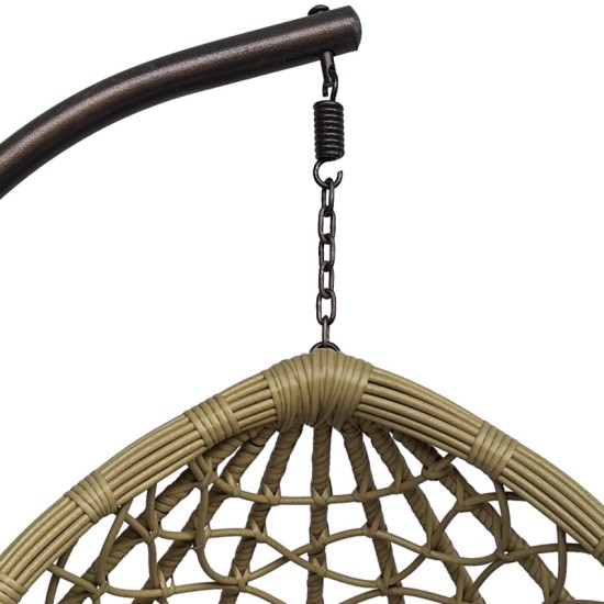 Κούνια φωλιά με βάση Lyere μέταλλο καφέ-pe rattan σε μπεζ απόχρωση 120x108x195εκ Κούνια φωλιά με βάση Lyere μέταλλο καφέ-pe rattan σε μπεζ απόχρωση 120x108x195εκ