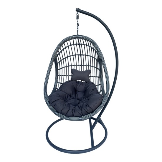Κούνια φωλιά με βάση Cungo μέταλλο - pe rattan σε γκρι απόχρωση 125x105x195εκ Κούνια φωλιά με βάση Cungo μέταλλο - pe rattan σε γκρι απόχρωση 125x105x195εκ