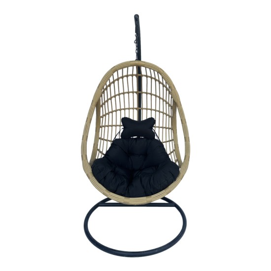 Κούνια φωλιά με βάση Cungo μέταλλο μαύρο- pe rattan μπεζ με μαύρο μαξιλάρι 125x105x195εκ Κούνια φωλιά με βάση Cungo μέταλλο μαύρο- pe rattan μπεζ με μαύρο μαξιλάρι 125x105x195εκ