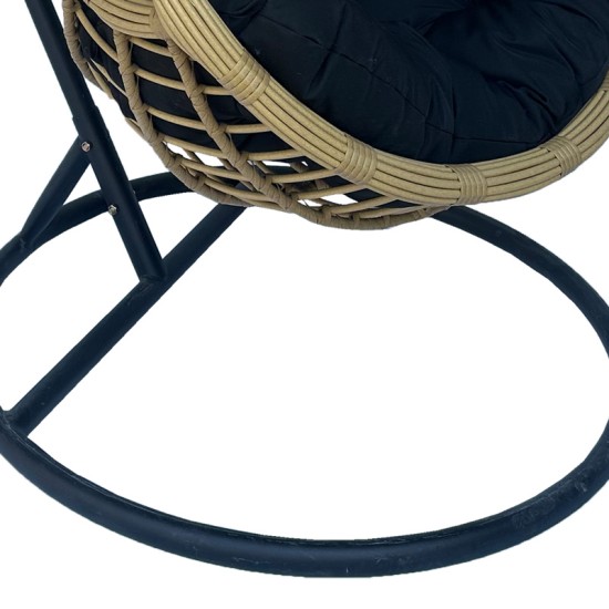 Κούνια φωλιά με βάση Cungo μέταλλο μαύρο- pe rattan μπεζ με μαύρο μαξιλάρι 125x105x195εκ Κούνια φωλιά με βάση Cungo μέταλλο μαύρο- pe rattan μπεζ με μαύρο μαξιλάρι 125x105x195εκ