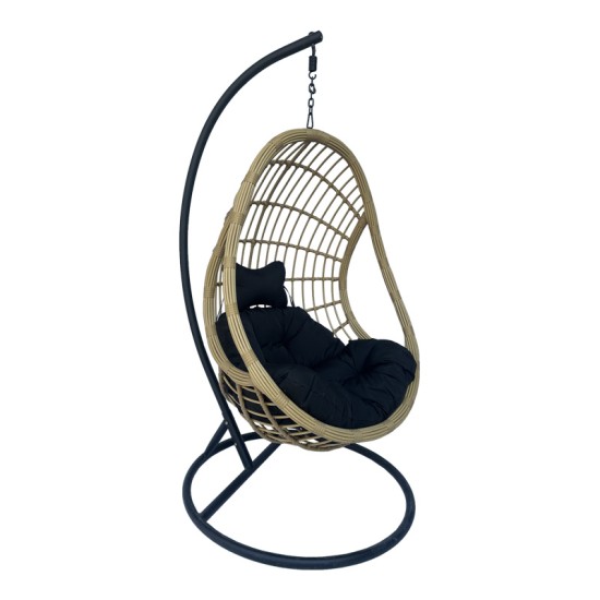 Κούνια φωλιά με βάση Cungo μέταλλο μαύρο- pe rattan μπεζ με μαύρο μαξιλάρι 125x105x195εκ Κούνια φωλιά με βάση Cungo μέταλλο μαύρο- pe rattan μπεζ με μαύρο μαξιλάρι 125x105x195εκ