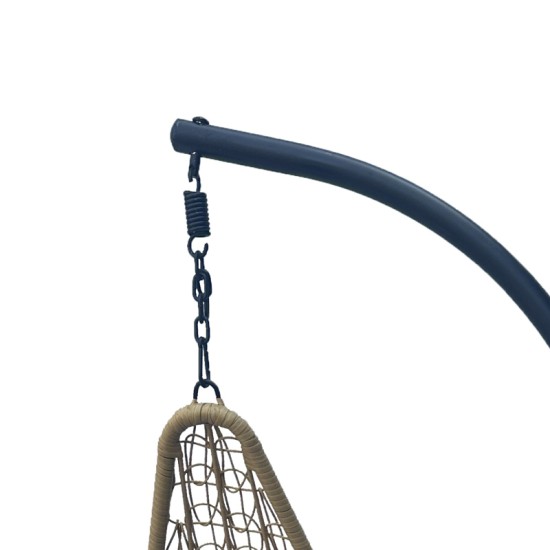 Κούνια φωλιά με βάση Soleil  μέταλλο μαύρο- pe rattan φυσικό με μαύρο μαξιλάρι 120x95x195εκ