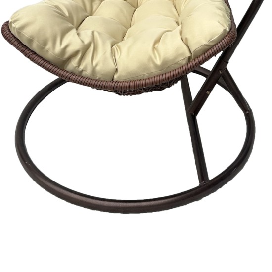 Κούνια φωλιά με βάση Soleil  μέταλλο καφέ- pe rattan καφέ με μπεζ μαξιλάρι 120x95x195εκ