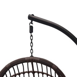 Κούνια φωλιά με βάση Cungo  μέταλλο καφέ- pe rattan καφέ με μπεζ μαξιλάρι 125x105x195εκ