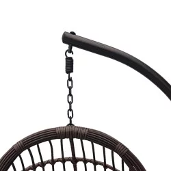 Κούνια φωλιά με βάση Cungo  μέταλλο καφέ- pe rattan καφέ με μπεζ μαξιλάρι 125x105x195εκ