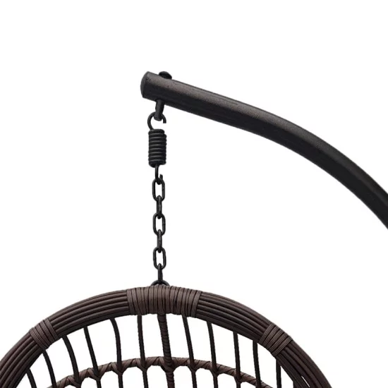 Κούνια φωλιά με βάση Cungo  μέταλλο καφέ- pe rattan καφέ με μπεζ μαξιλάρι 125x105x195εκ