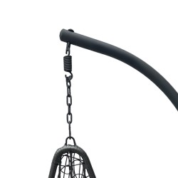 Κούνια φωλιά με βάση Soleil  μέταλλο ανθρακί- pe rattan ανθρακί με γκρι μαξιλάρι 120x95x195εκ