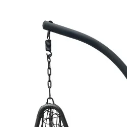 Κούνια φωλιά με βάση Soleil  μέταλλο ανθρακί- pe rattan ανθρακί με γκρι μαξιλάρι 120x95x195εκ