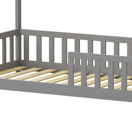 Παιδικό κρεβάτι Callan τ.Montessori με κιγκλίδωμα ξύλο πεύκου σε γκρι απόχρωση 90x190εκ Παιδικό κρεβάτι Callan τ.Montessori με κιγκλίδωμα ξύλο πεύκου σε γκρι απόχρωση 90x190εκ