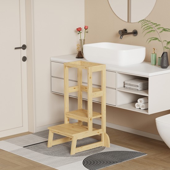 Παιδικός πύργος εκμάθησης Chiquel  τ. Montessori ξύλο σε φυσική απόχρωση 45.7x51x90εκ