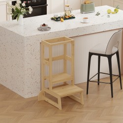 Παιδικός πύργος εκμάθησης Chiquel  τ. Montessori ξύλο σε φυσική απόχρωση 45.7x51x90εκ