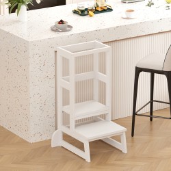 Παιδικός πύργος εκμάθησης Chiquel  τ. Montessori ξύλο σε λευκή απόχρωση 45.7x51x90εκ