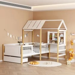 Παιδικό κρεβάτι Bedria  τ. Montessori ξύλο σε λευκή-φυσική απόχρωση 90x190εκ