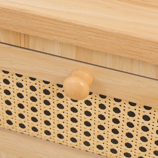 Συρταριέρα Scandy  ξύλο πεύκου-rattan σε φυσική απόχρωση 34.5x26x78.5εκ