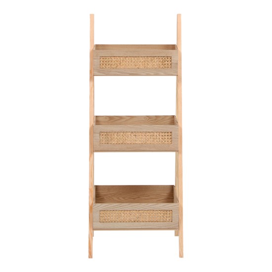 Ραφιέρα επιδαπέδια 3όροφη Scandy  mdf-rattan σε φυσική απόχρωση 44x37x110εκ