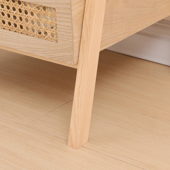 Ραφιέρα επιδαπέδια 3όροφη Scandy  mdf-rattan σε φυσική απόχρωση 44x37x110εκ