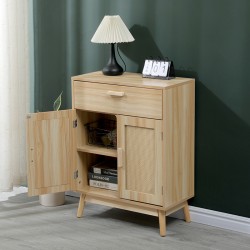 Μπουφές Scandy  ξύλο πεύκου-rattan σε φυσική απόχρωση 60x30x80εκ