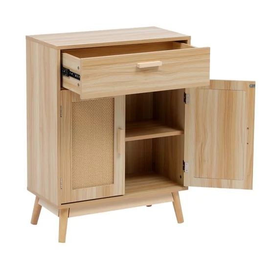 Μπουφές Scandy  ξύλο πεύκου-rattan σε φυσική απόχρωση 60x30x80εκ