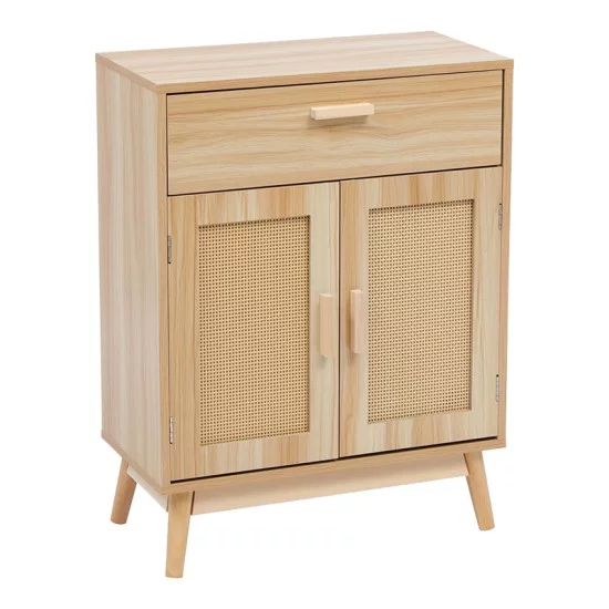 Μπουφές Scandy  ξύλο πεύκου-rattan σε φυσική απόχρωση 60x30x80εκ