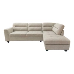 Γωνιακός καναπές αριστερή γωνία Camile  ύφασμα σε μπεζ απόχρωση 270x174x95εκ