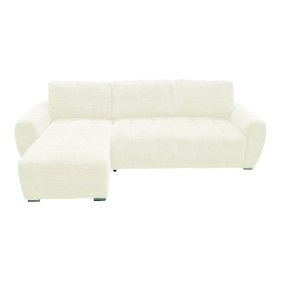 Γωνιακός αναστρέψιμος καναπές-κρεβάτι Vivad  ύφασμα σε μπεζ απόχρωση 275x164x91εκ