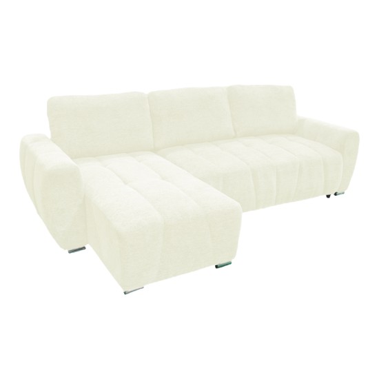 Γωνιακός αναστρέψιμος καναπές-κρεβάτι Vivad  ύφασμα σε μπεζ απόχρωση 275x164x91εκ