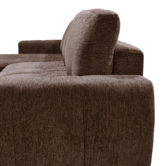 Γωνιακός αναστρέψιμος καναπές-κρεβάτι Vivad  ύφασμα σε απόχρωση σκούρο καφέ 275x164x91εκ